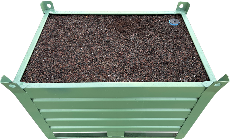 Kuebel_lackiert_Substrat_Aufsicht GreenTainer verzinkt/verfüllt (Pulverbeschichtung als Zulage)