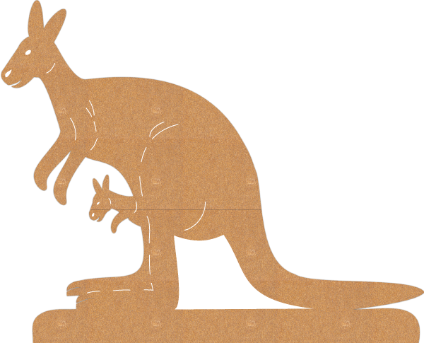 GreenSculpture Känguru - stehend mit Baby
